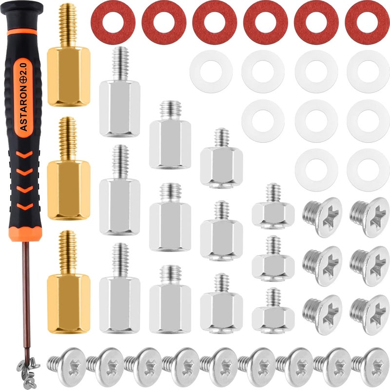 ASTARON M.2 SSD Screws Kit, PCIe NVMe M.2 SSD Mounting Screw Kit for Asus, Gigabyte, ASRock, or MSI motherboards - Image 1